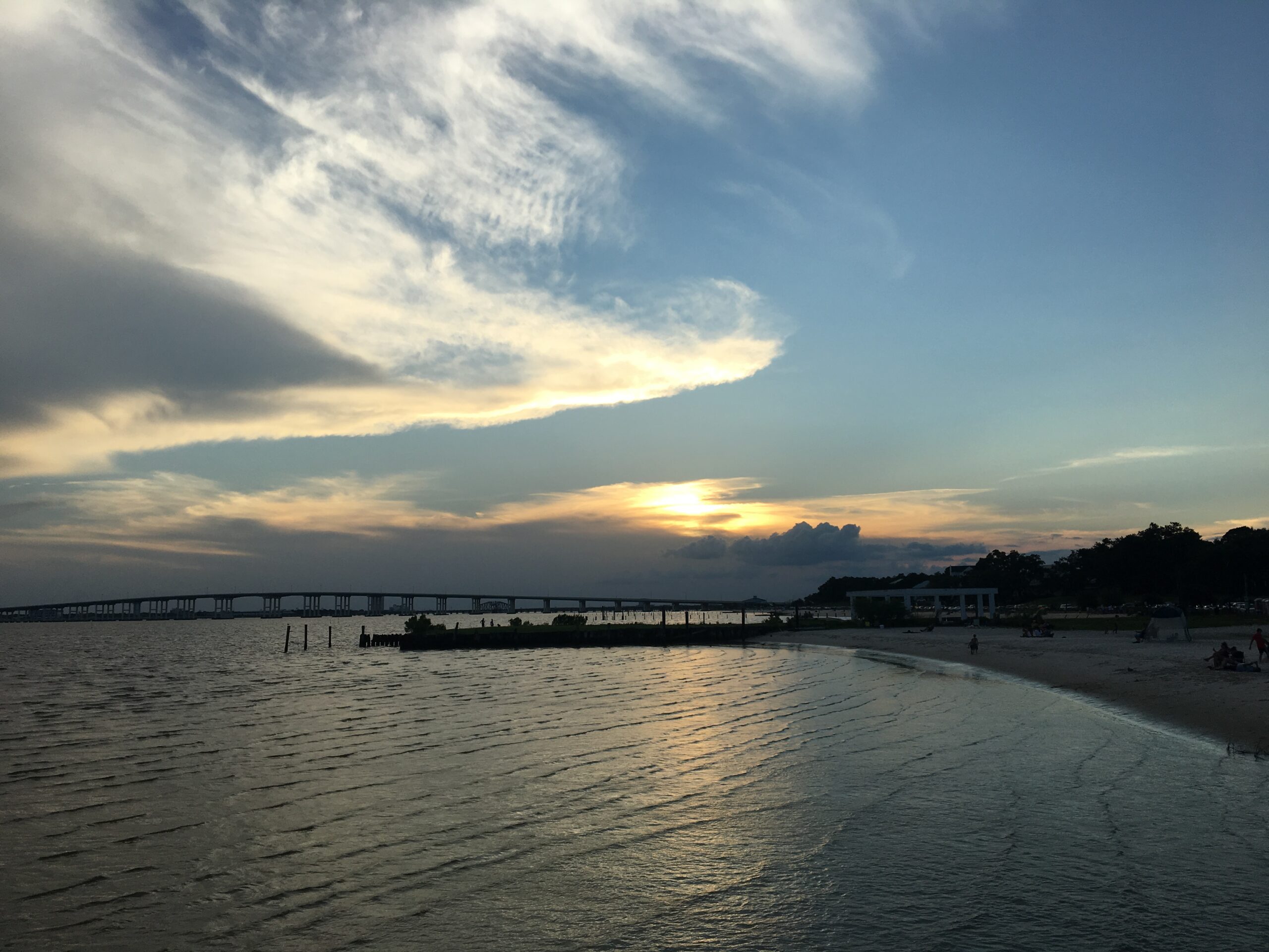 Front Beach and the Biloxi Bay Bridge in Ocean Springs on the Mississippi Gulf Coast