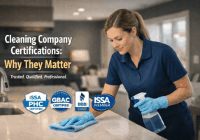 Professional certified house cleaner demonstrating expert residential cleaning standards